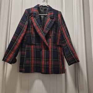 Fore Collection - Double-Breasted Tartan Plaid Blazer
